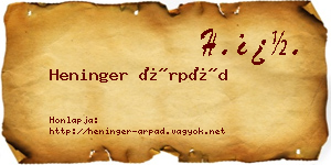 Heninger Árpád névjegykártya