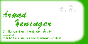 arpad heninger business card